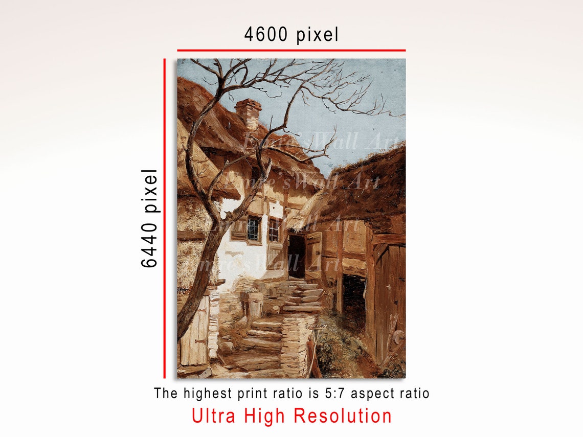 Old Thatched Roof Stone Cottage Rustic European Village Poster - Image 3