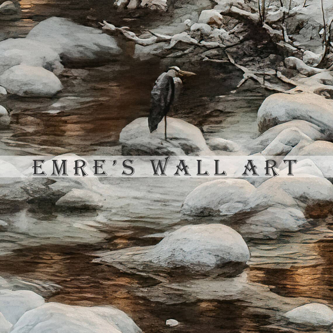 Vintage Winter Farmhouse Painting, Rustic Landscape Art Print - Image 2