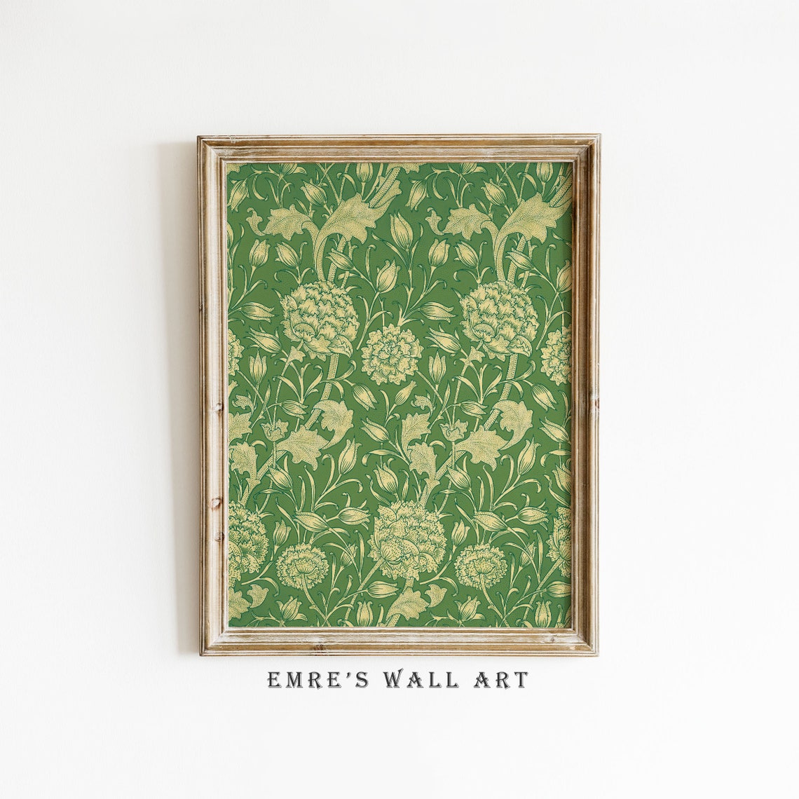 William Morris Green Carnation Floral Pattern Botanical Poster
