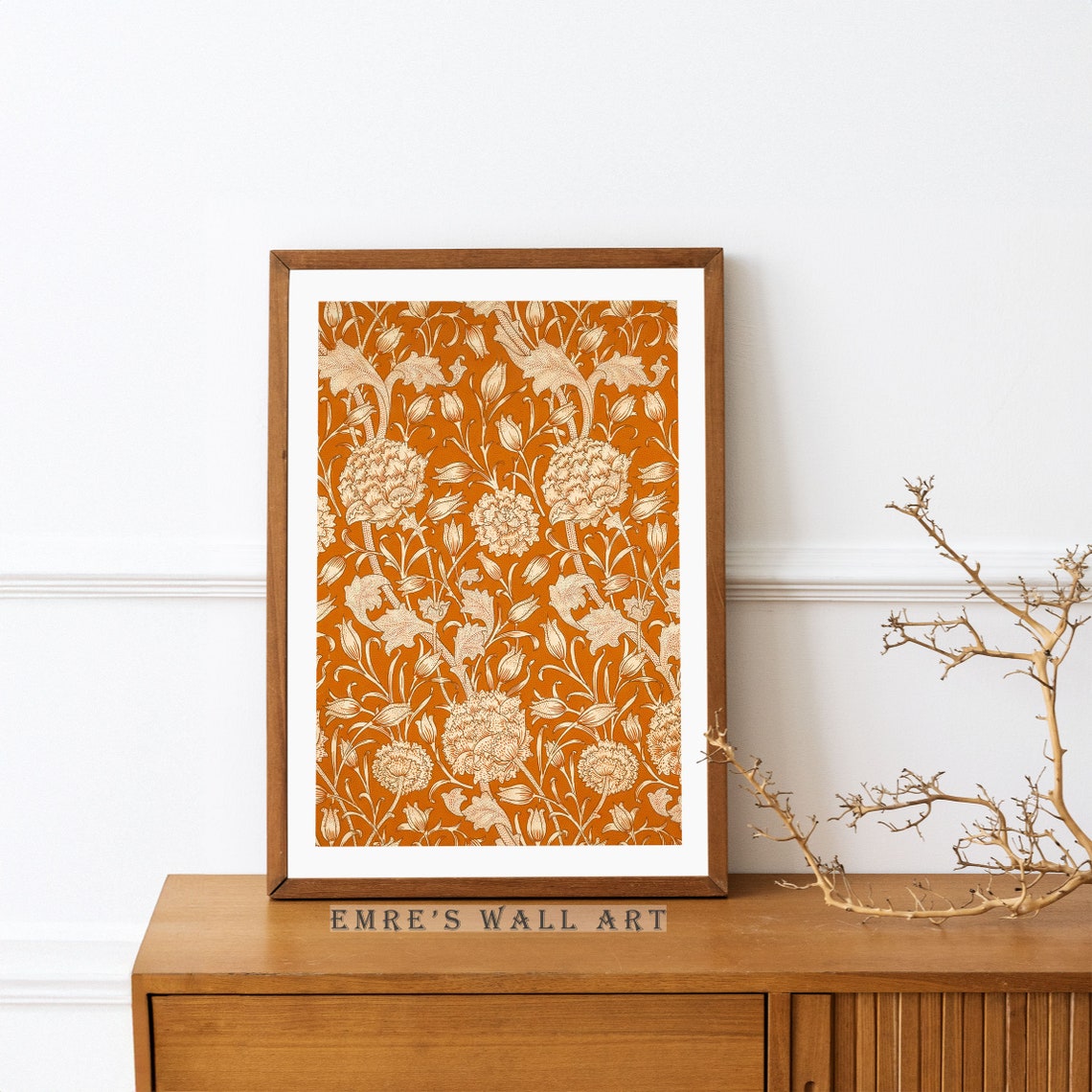 William Morris Terracotta Carnation Vintage Floral Pattern Poster - Image 4