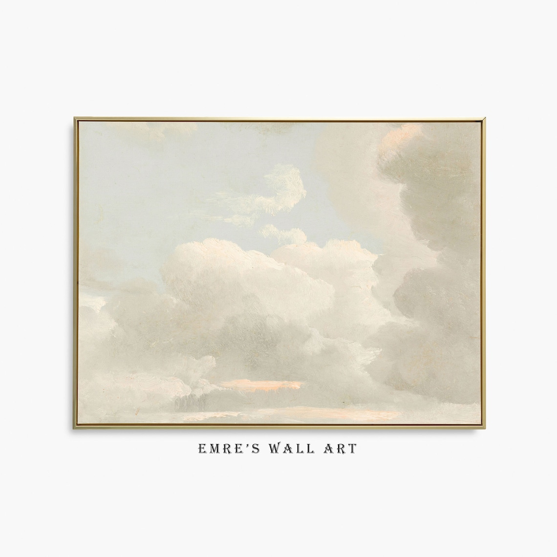 Cloudy Sky Painting, Vintage Nursery Art Print