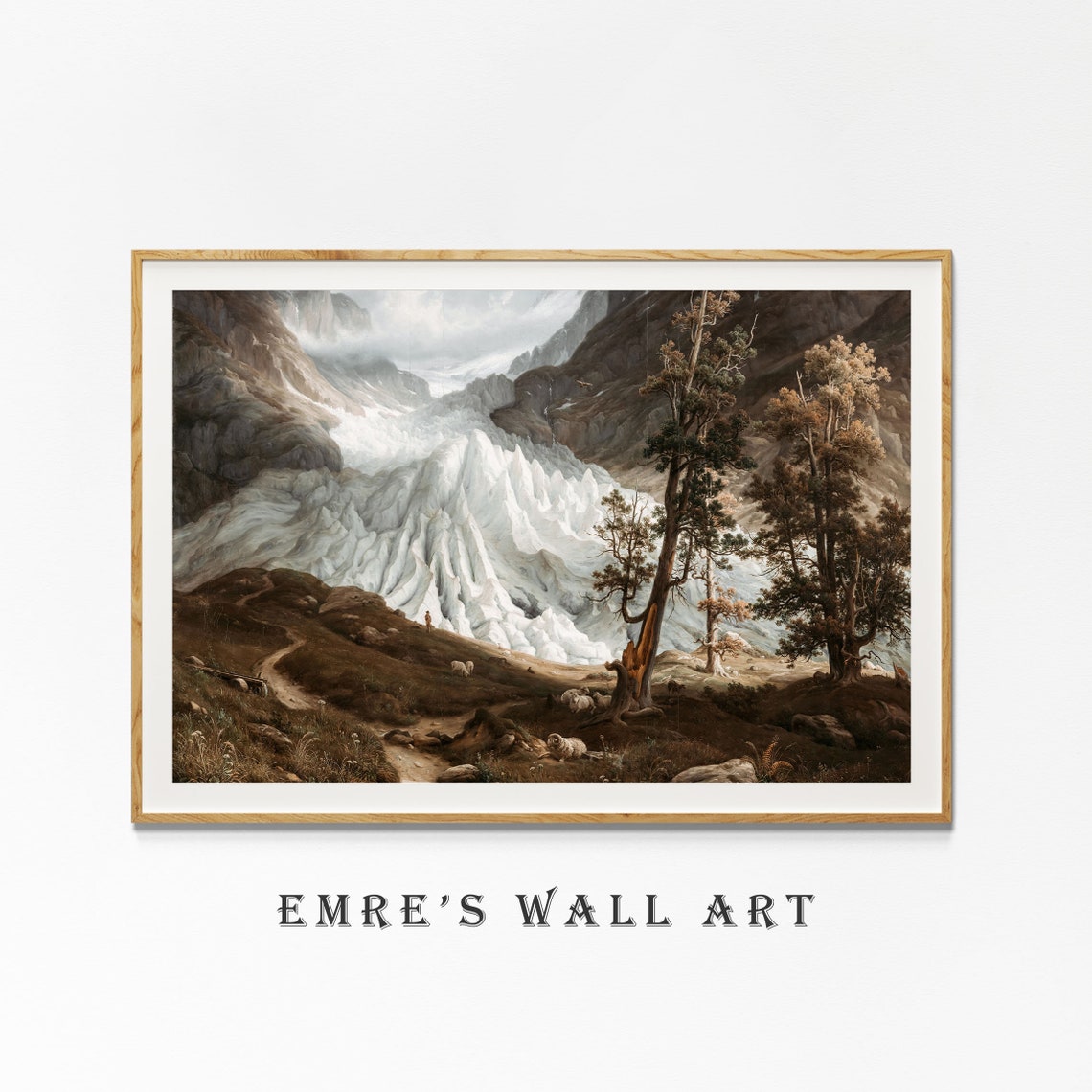 Alpine Glacier Valley Sheep Dramatic Mountain Landscape Poster - Image 4