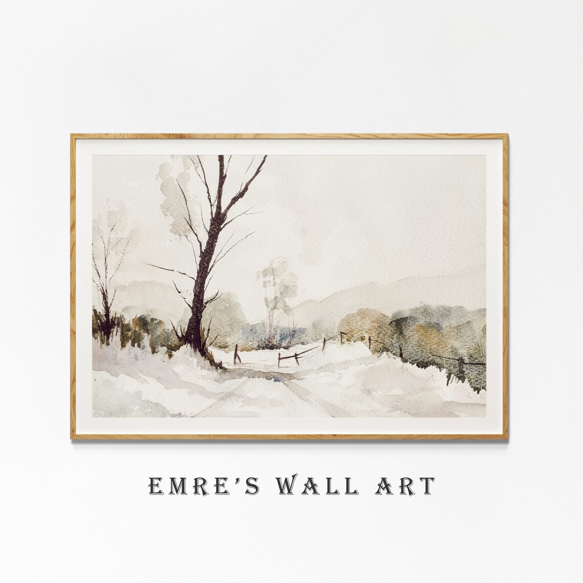 Bare Winter Tree Watercolor Minimal Neutral Landscape Painting Poster - Image 4