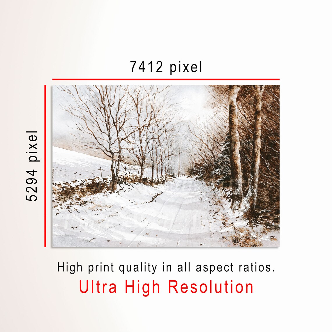 Snow Covered Country Lane Winter Trees Vintage Landscape Poster - Image 3