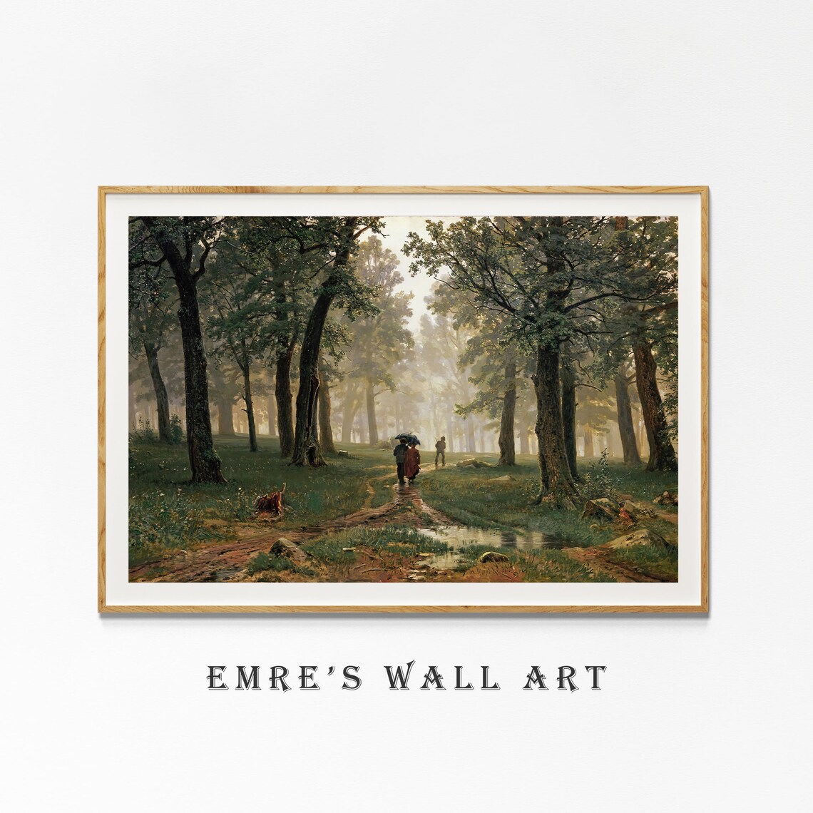 Rustic Vintage Forest Painting Landscape Art Print - Image 2