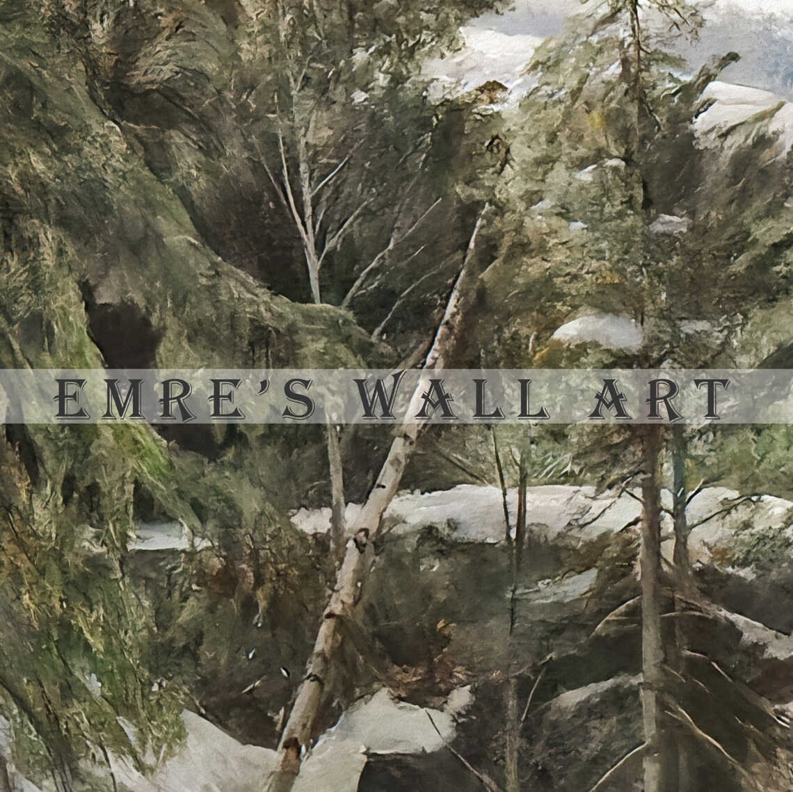 Snowy Forest Landscape, Vintage Christmas Art Print - Image 2