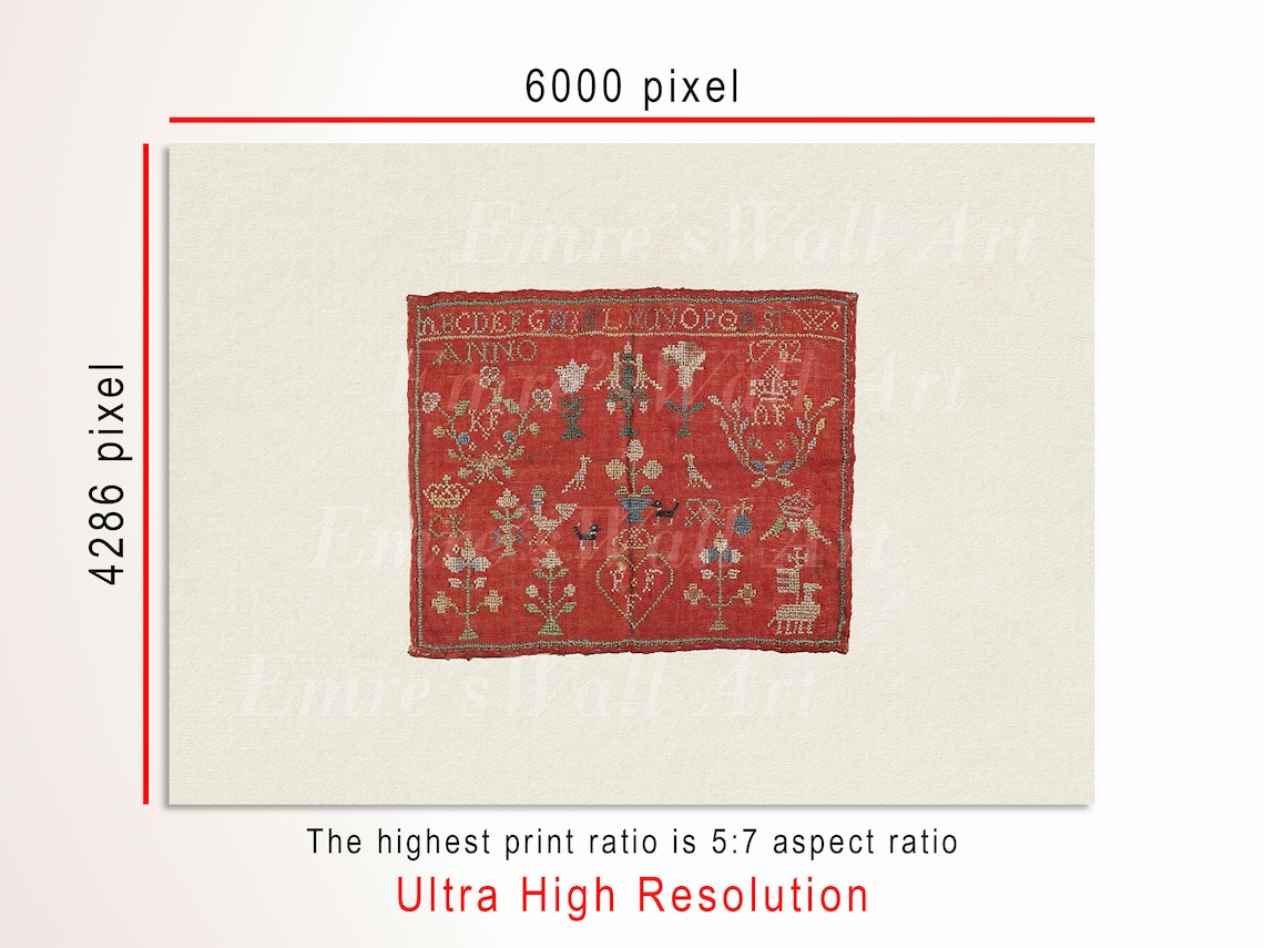 Vintage Textile Tapestry Art Print, Antique Style - Image 3