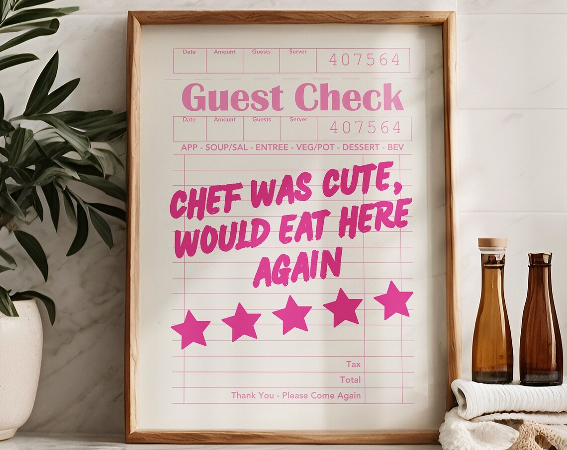 Chef Was Cute Wall Print Kitchen Wall Decor Drink Print Funny Baking Print Pink Kitchen Poster Foodie Cooking Print - Image 5