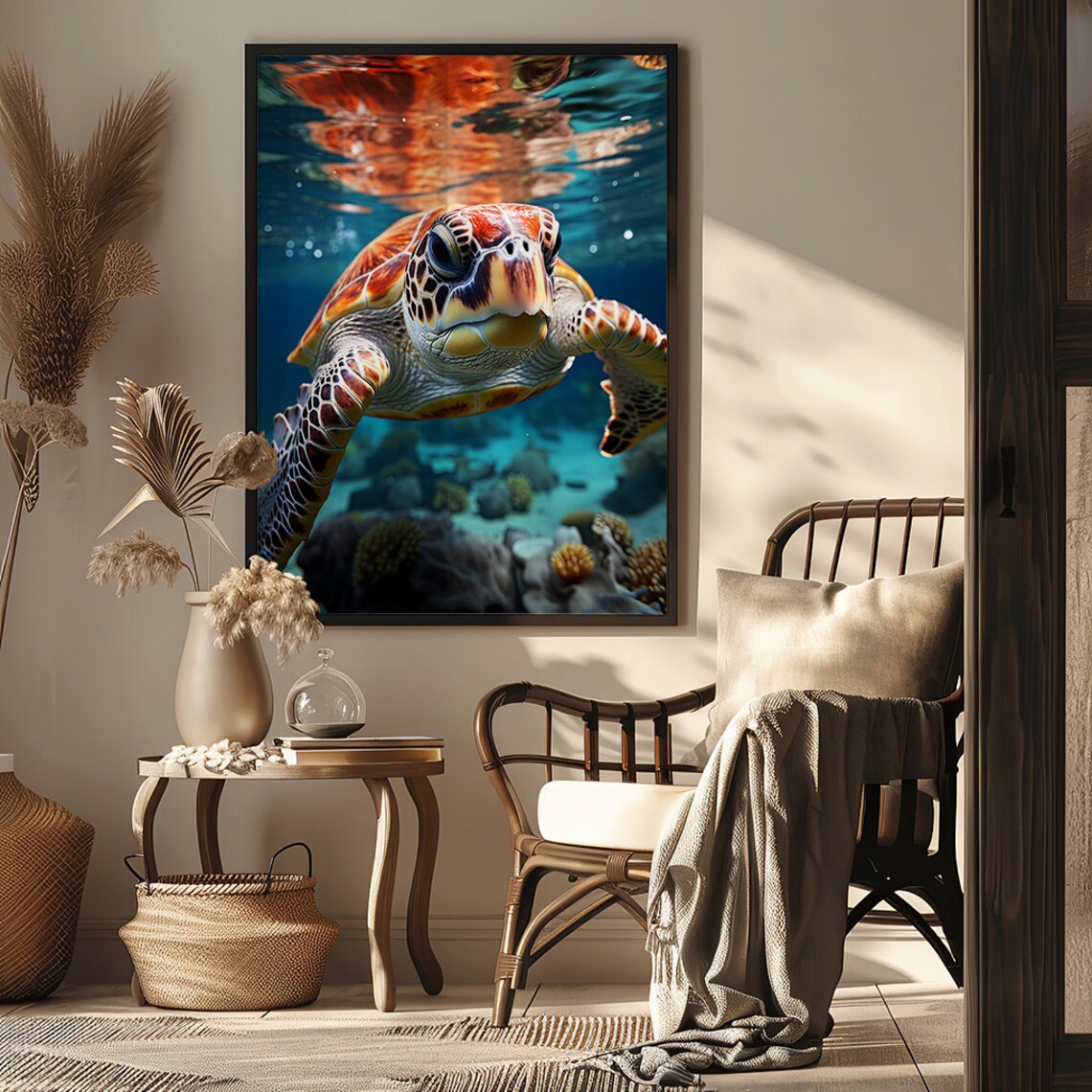 Deep Sea Turtle Art Print, Nursery Room Decor - Image 7
