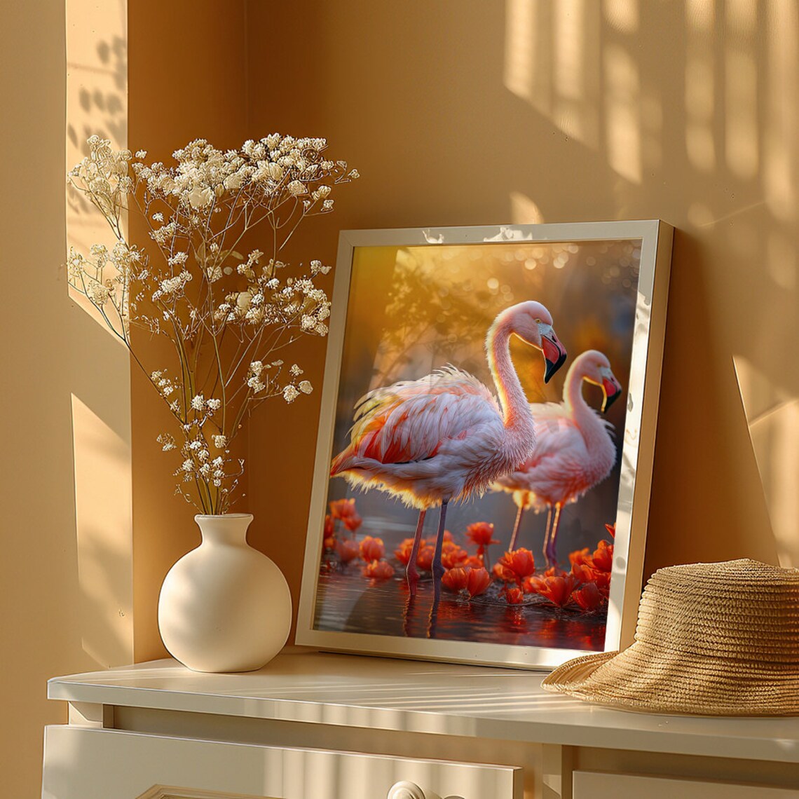 Flamingo Sunset Wall Art Print, Pink Home Decor - Image 4