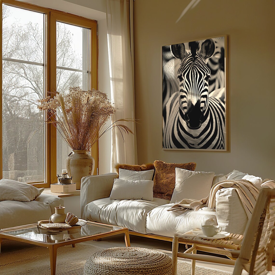 Black and White Zebra Face Close Up African Wildlife Safari Poster - Image 2