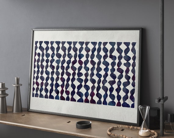 Abstract Oil Painting Art Print Modern Indigo Wall Decor