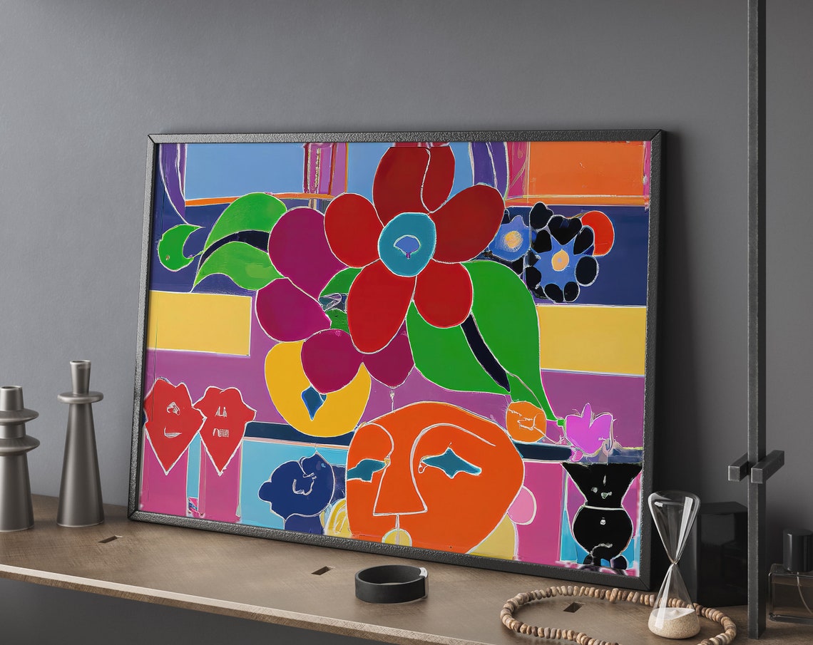 Abstract Floral Print Midcentury Modern Wall Art Poster