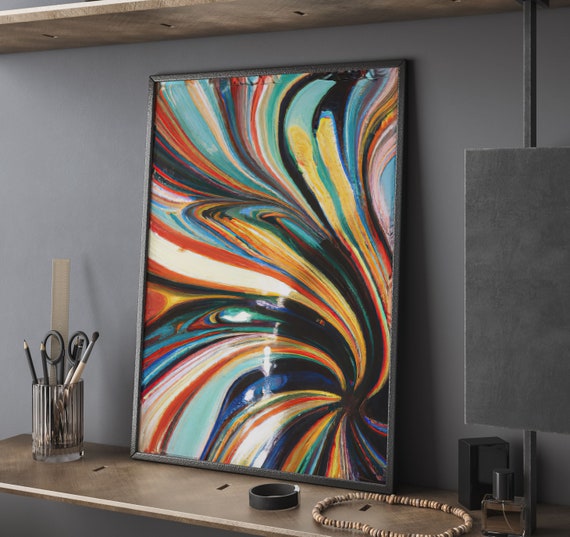 Abstract Oil Painting Art Print Modern Colorful Wall Decor