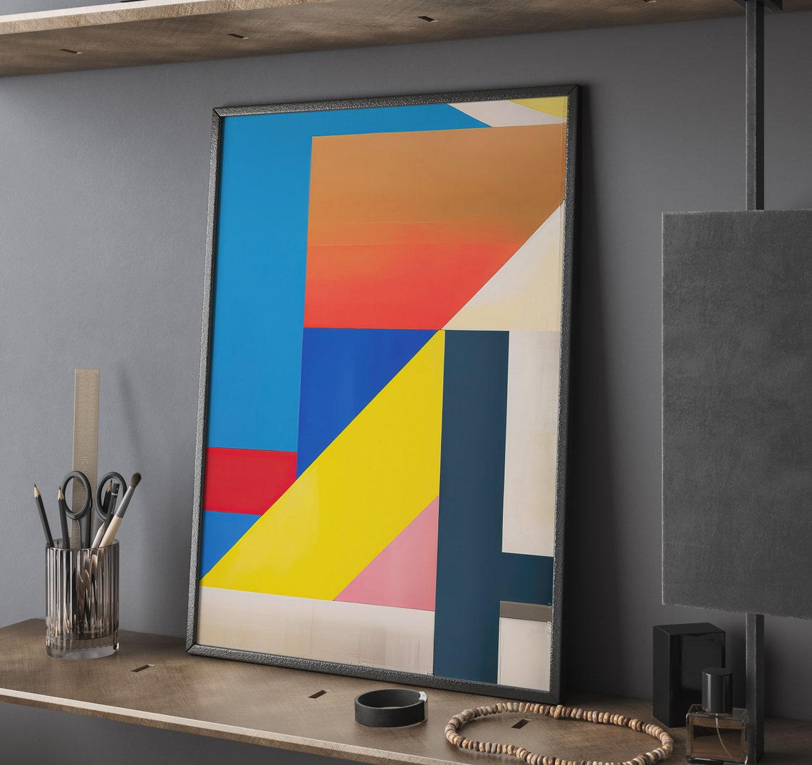 Abstract Geometric Art Print Midcentury Modern Wall Decor