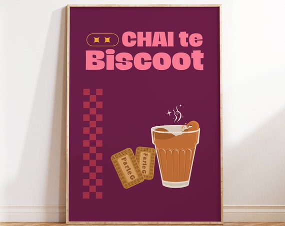 Chai Te Biscoot Art Chai Art Tea Art Print Indian Art Punjabi Art Desi Art Kitchen Dining Art Restaurant Poster South Asian Art