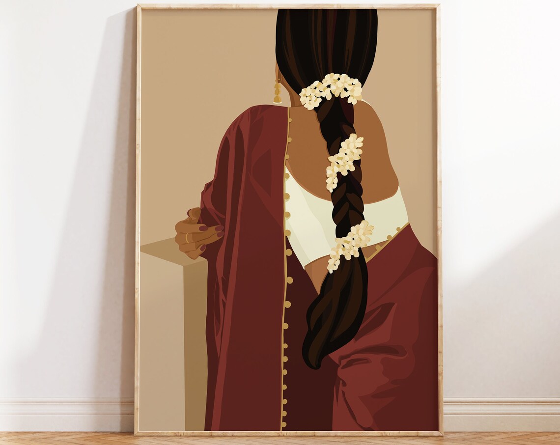 Desi Art South Asian Woman Portrait, Art Print