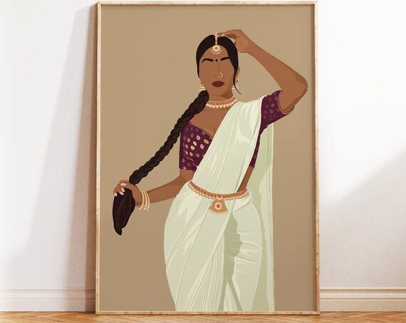 Indian Woman In Saree - Modern Art