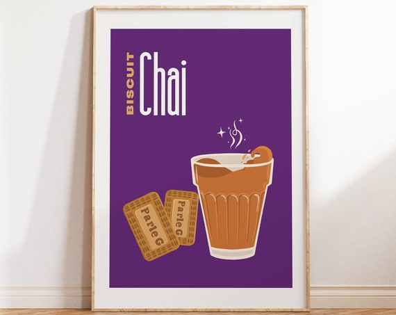 Chai Biscuit Art Chai Art Tea Art Print Indian Art Retro Art Pop Art Desi Art Kitchen Dining Art Restaurant Poster South Asian
