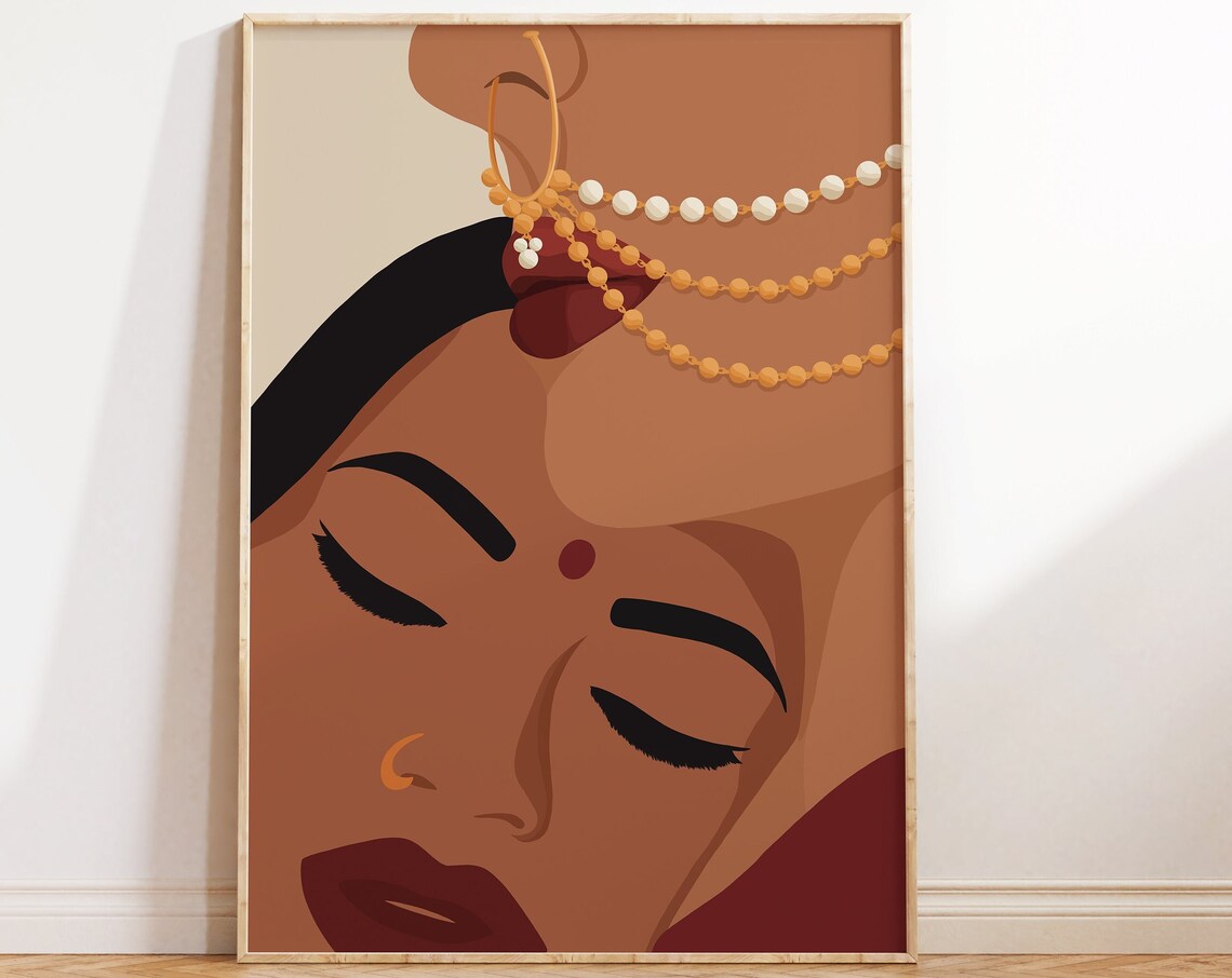 Indian Sisters Desi Art Print, South Asian Bond