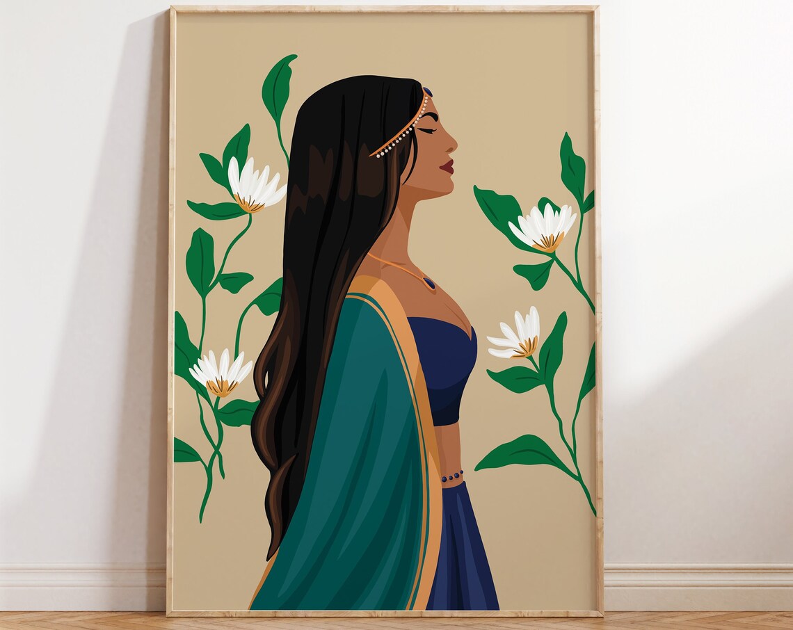 Indian Art, Brown Girl Tamil Wall Art Print