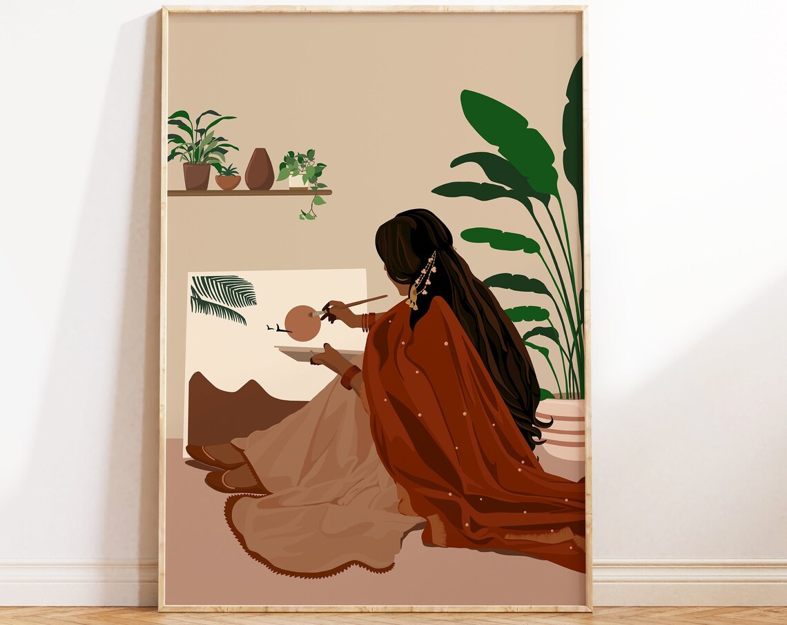 Desi Art Indian Wall Art, South Asian Woman