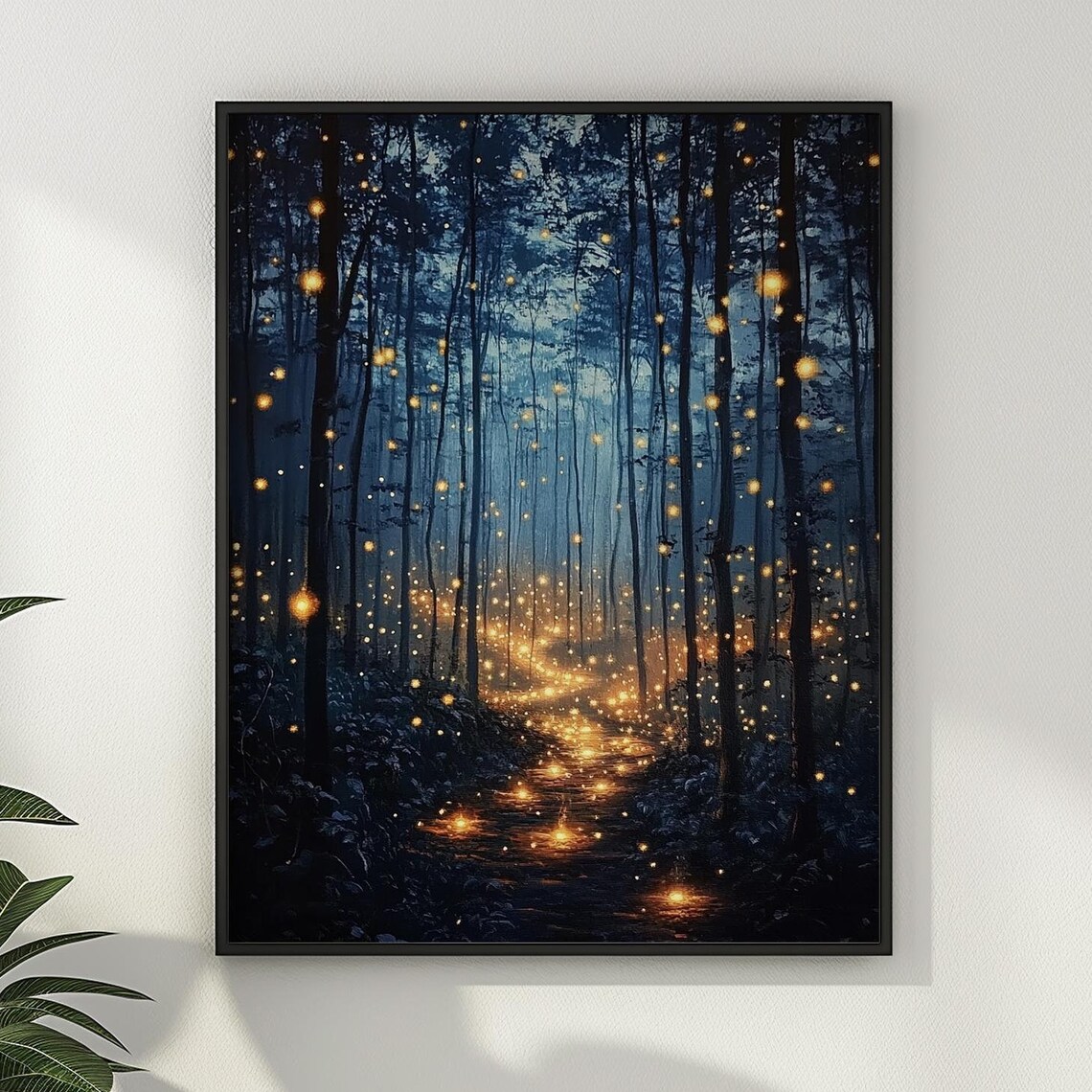 Enchanted Forest Wall Art Firefly Wall Decor Enchanting Glowing Fireflies Dark Maximalist Moody Gothic Artful Home Decor Gift Matte Poster