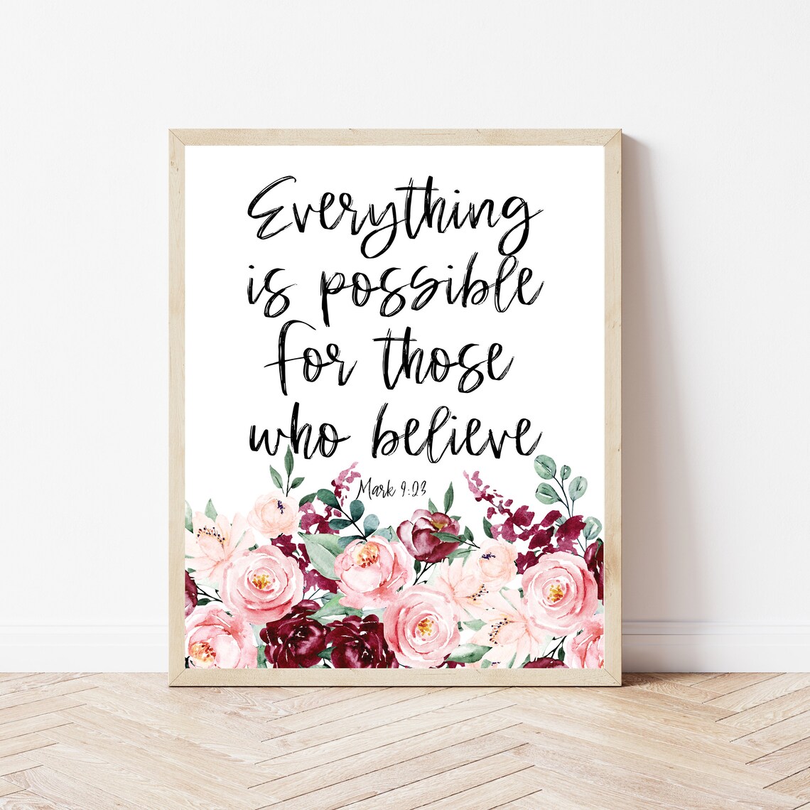 Mark 9:23 Bible Verse Christian Boho Art Print