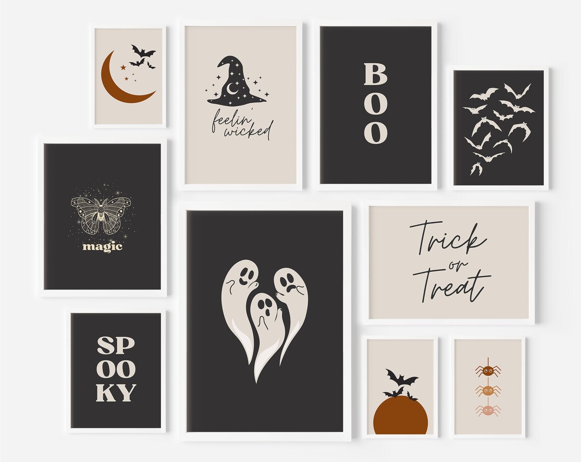 Halloween Gallery Wall Art Print Set, Halloween Decor