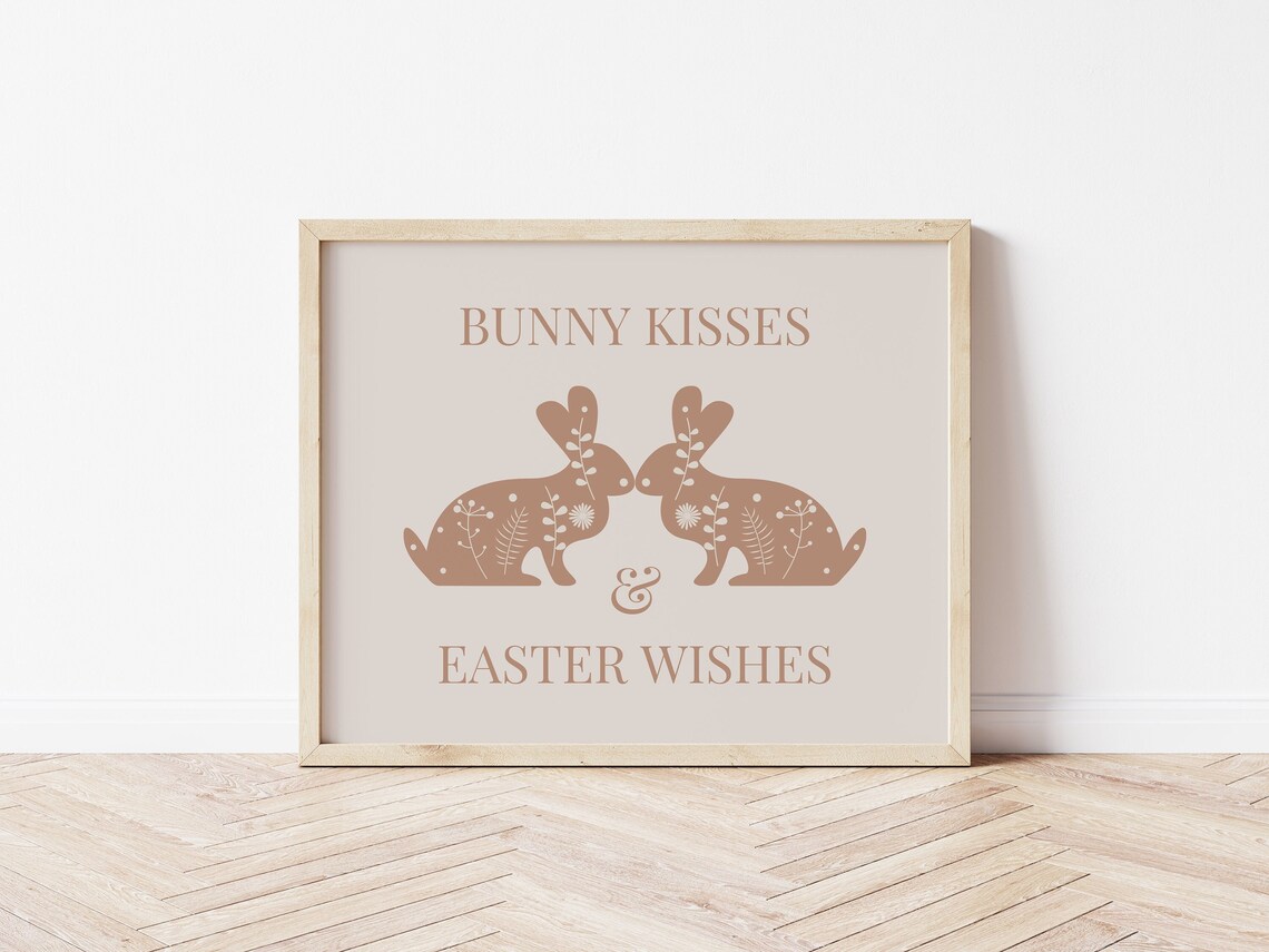 Bunny Kisses And Easter Wishes, Nursery Art Print