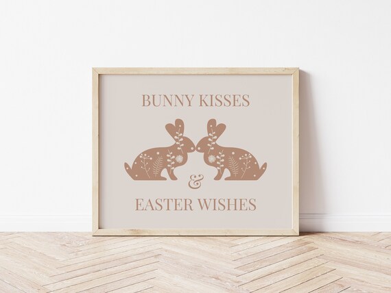 Bunny Kisses And Easter Wishes, Nursery Art Print