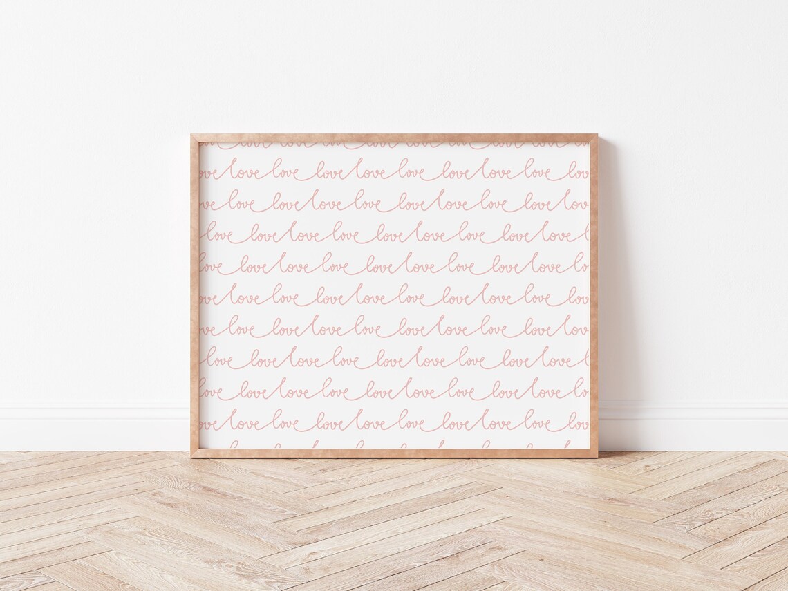 Minimal Valentine Love Cursive Wall Art Print