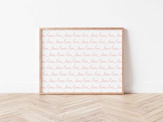 Minimal Valentine Love Cursive Wall Art Print