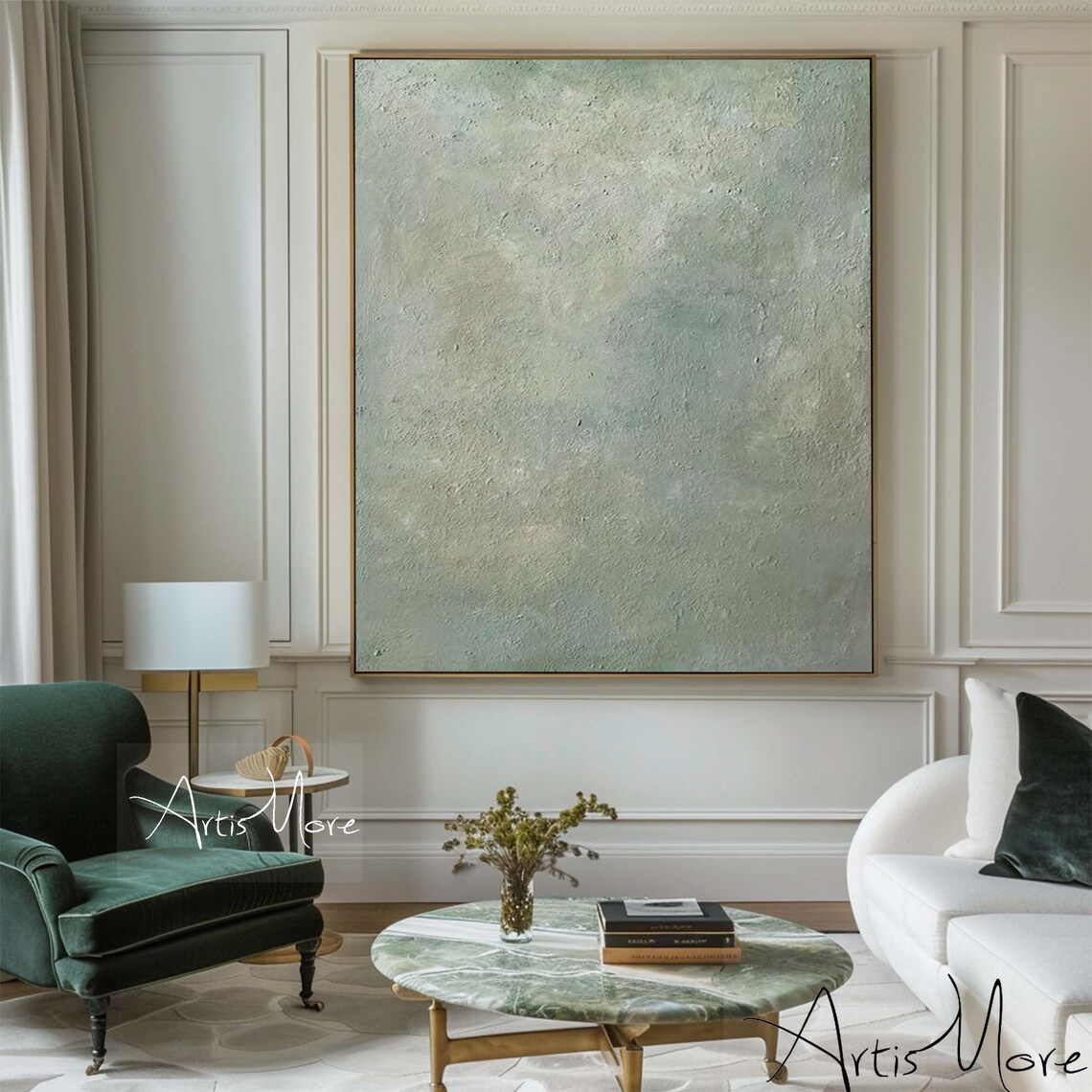 Sage Green Abstract Texture Art Print, Minimalist - Image 3