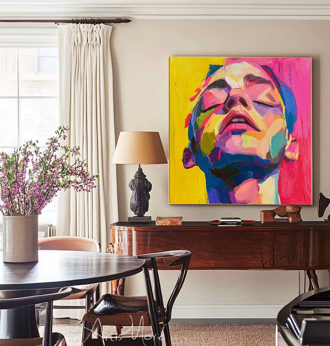 Abstract Man Face Tilted Up Colorful Portrait Yellow Pink Poster - Image 5