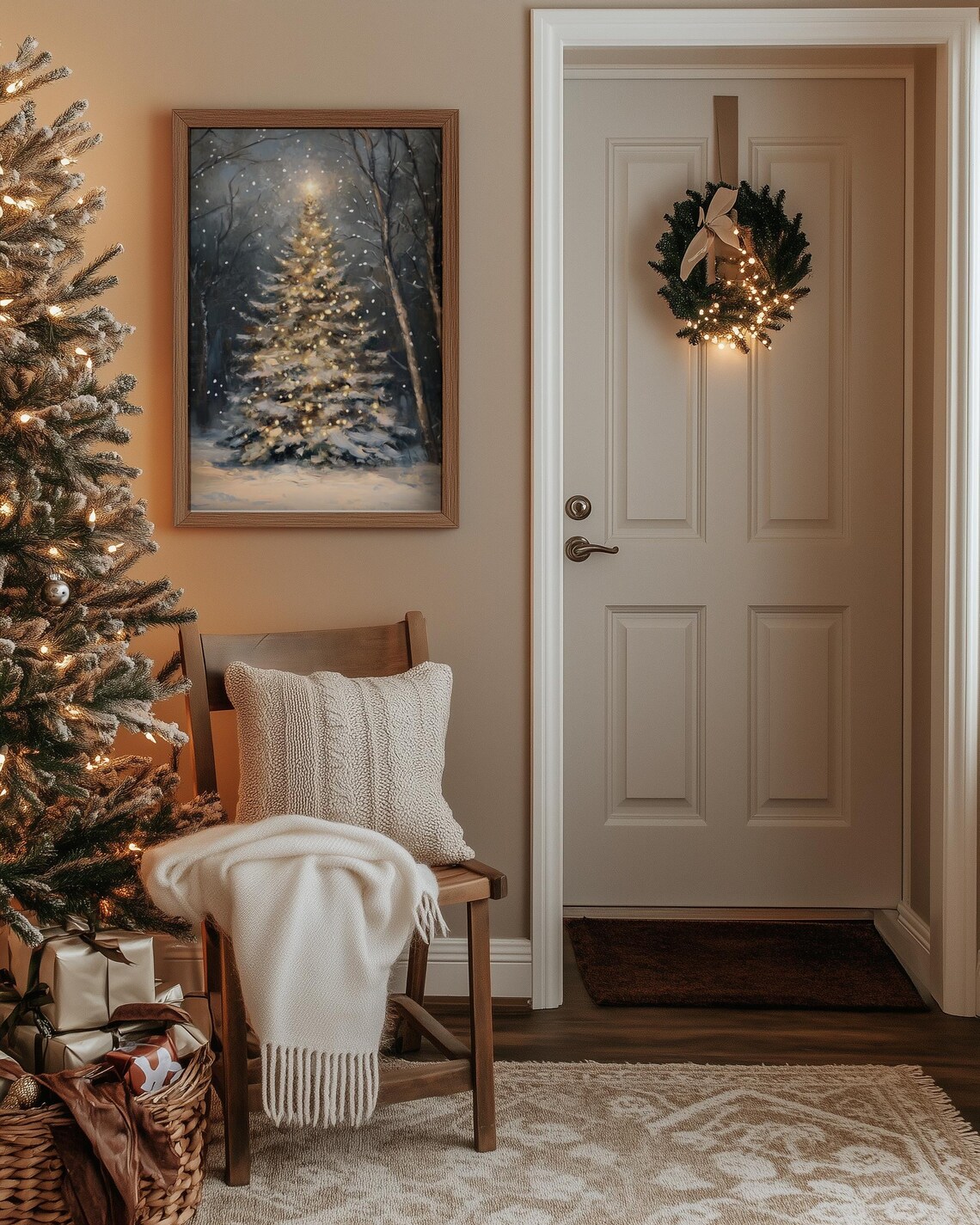 Magical Christmas Tree in Forest, Holiday Wall Art - Image 5
