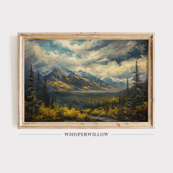 Alaska Mountains Painting Outdoor And Wilderness Decor Alaskan Wall Art Instant Print