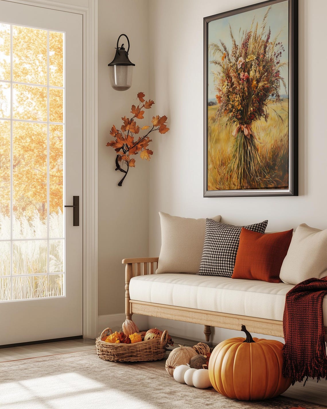 Dried Flower Bouquet Painting Rustic Fall Farmhouse Wall Art - Image 5