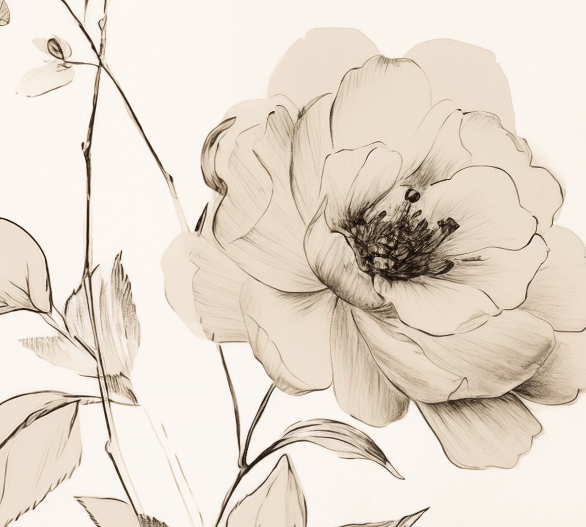 Antique Sepia Rose Sketch Vintage Botanical Blossom Drawing Poster - Image 5