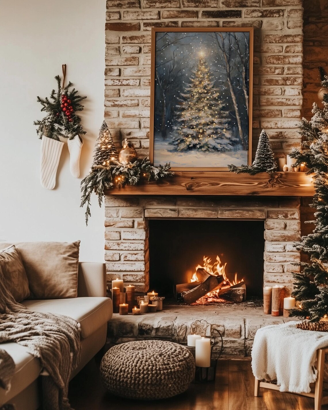 Magical Christmas Tree in Forest, Holiday Wall Art - Image 4