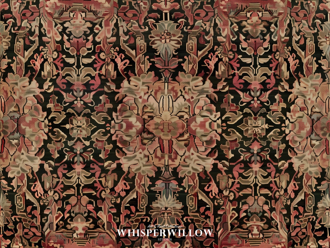 Dark Ornate Persian Rug Pattern Vintage Textile Inspired Art Poster - Image 6