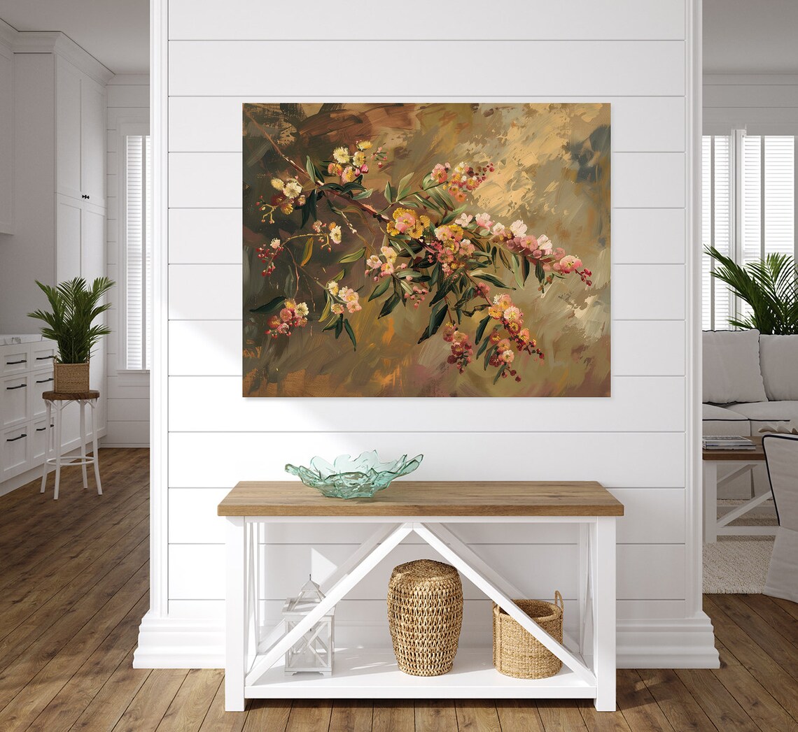Mimosa Branch Still Life Painting Yellow Spring Flowers Print - Image 4