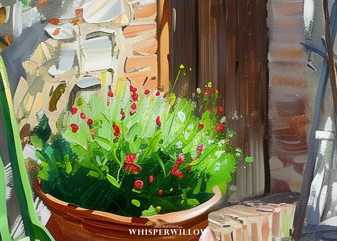 Sunny Tuscan Patio With Terracotta Pots Italian Courtyard Art Poster - Image 6