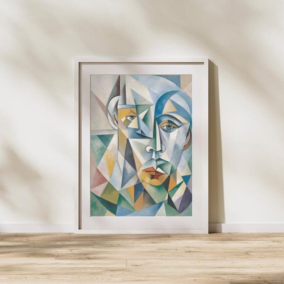 Abstract Face Unframed Art Prints Modern Wall Decor Cubism Artwork Geometric Design For Home Unique Gift For Art Lovers
