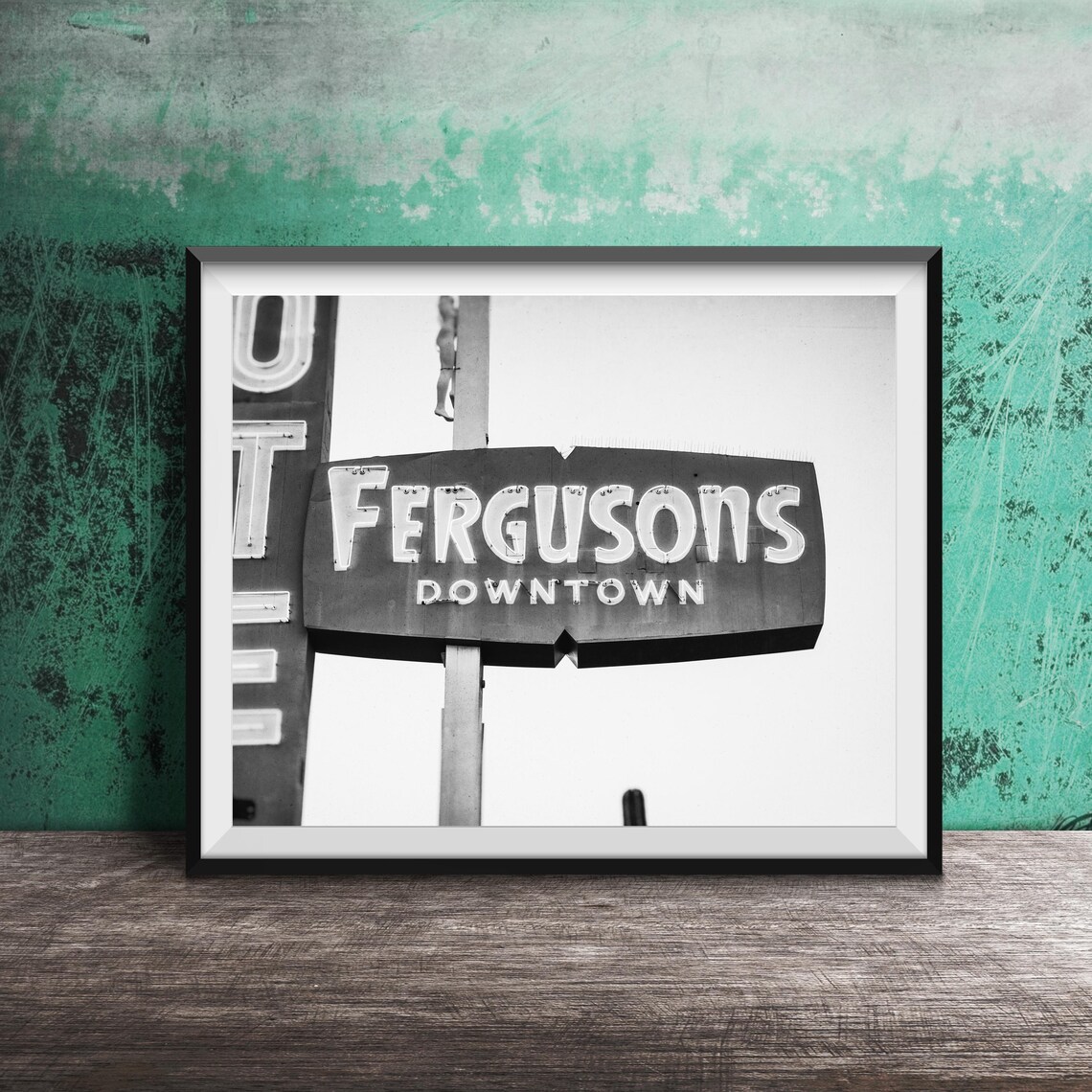 Fergusons Downtown Motel Vintage Neon Sign Night Photography Poster - Image 2