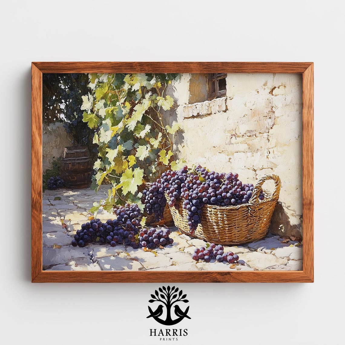 Rustic Vineyard Courtyard Grape Harvest Vintage Farmhouse Wall Art