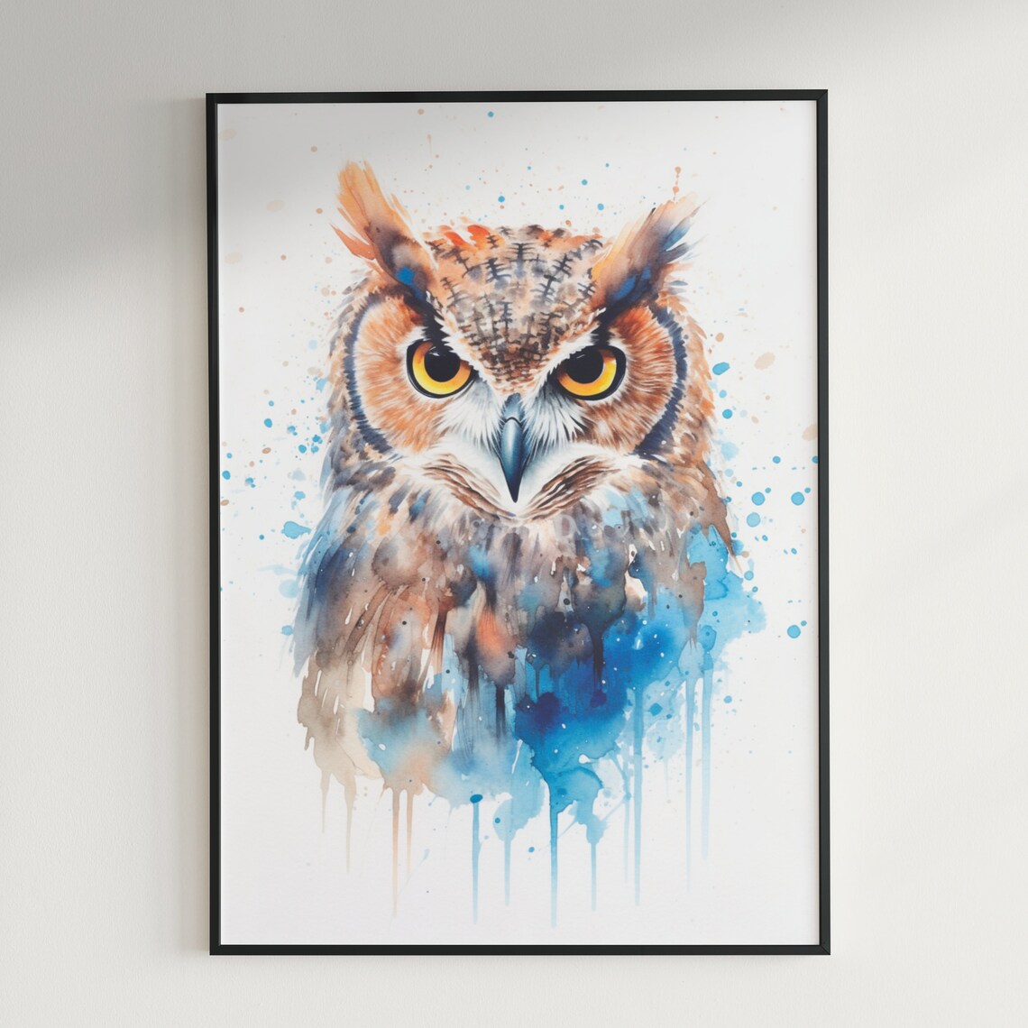 Great Horned Owl Face Watercolor Bird Portrait Wildlife Poster - Image 3