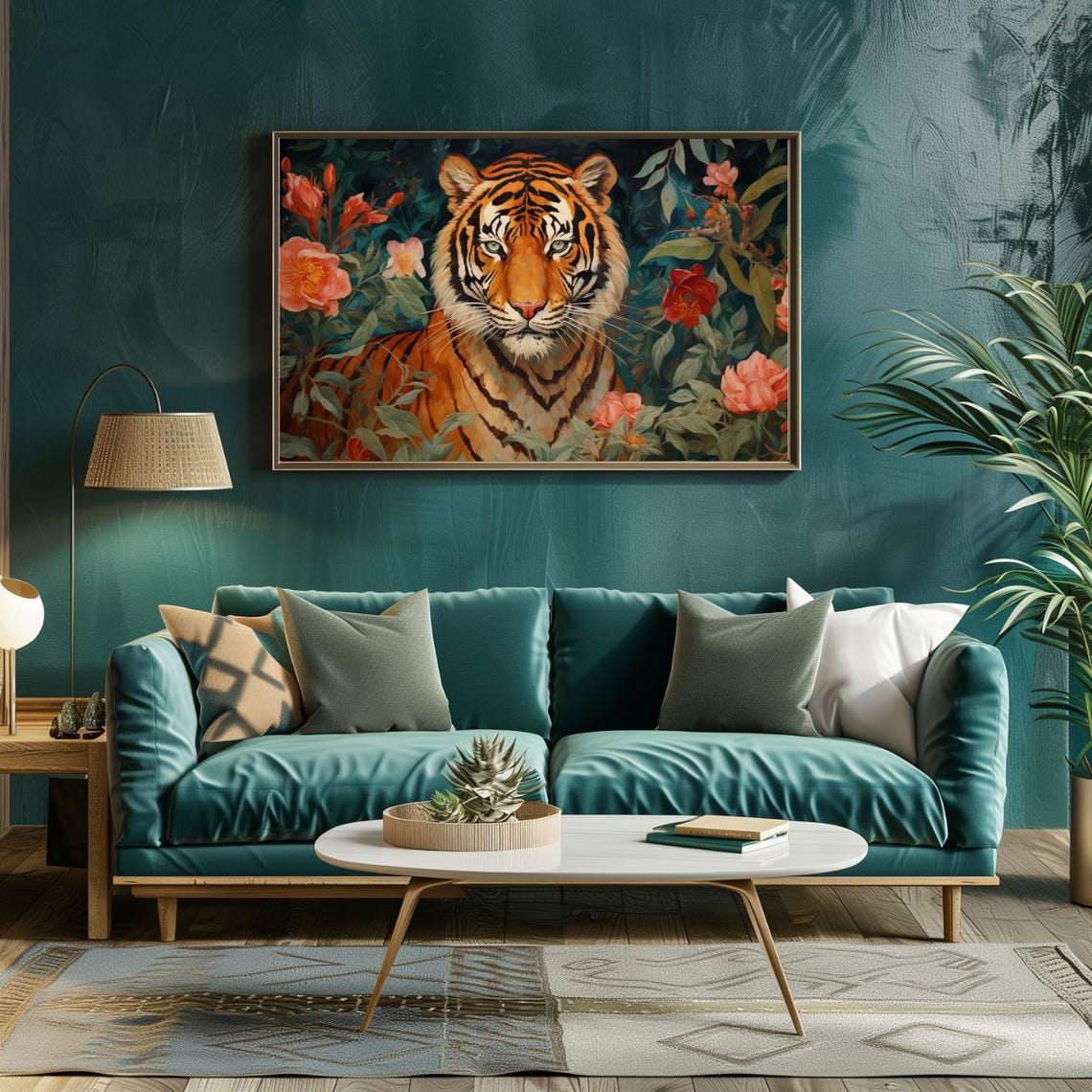 Boho Tiger Vintage Floral Maximalist Art Print - Image 6