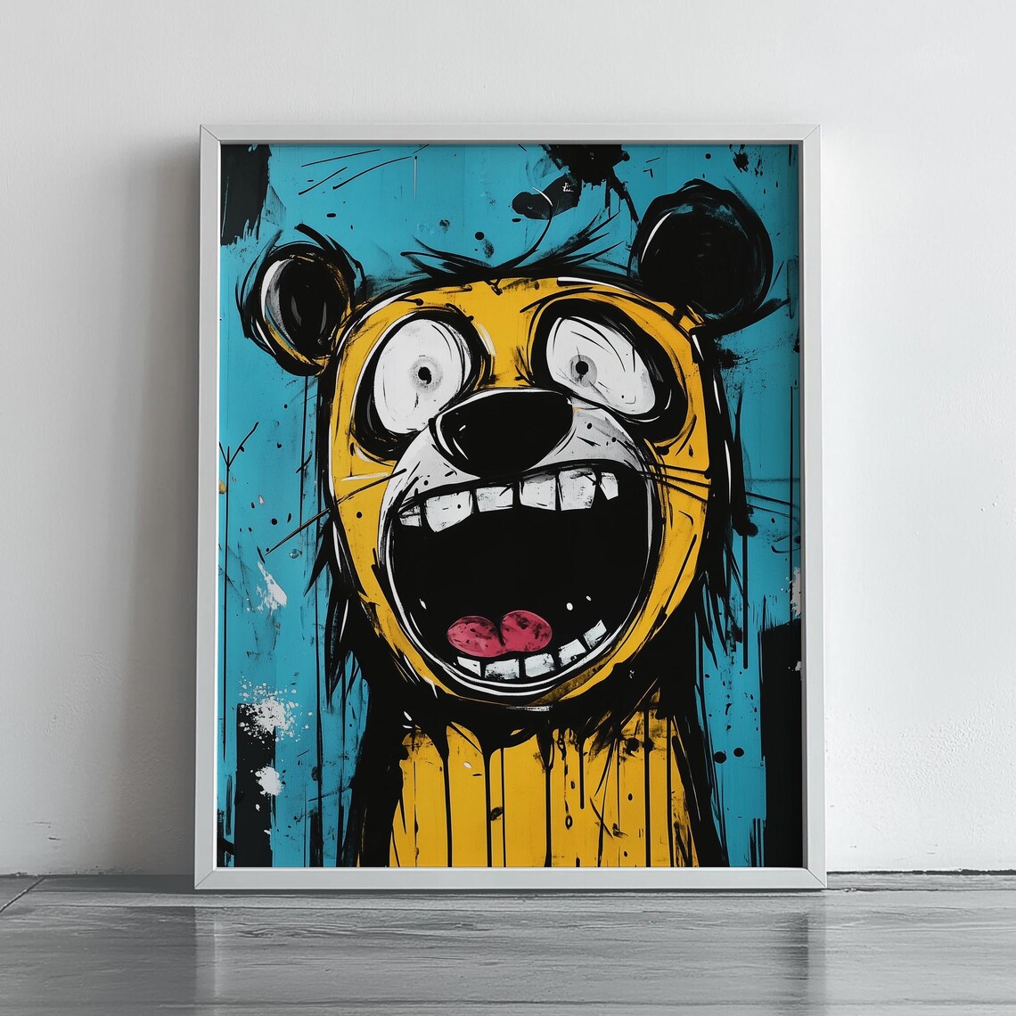 Abstract Bear Art Colorful Pop Print Quirky Fun Wall Decor Unique Animal Modern Home Nursery 252