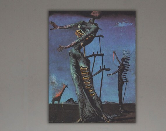 Salvador Dali The Burning Giraffe Surreal Desert Blue Dream Art Poster